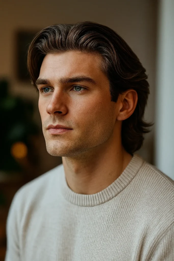14. Subtle Mullet with Brushed-Back Top