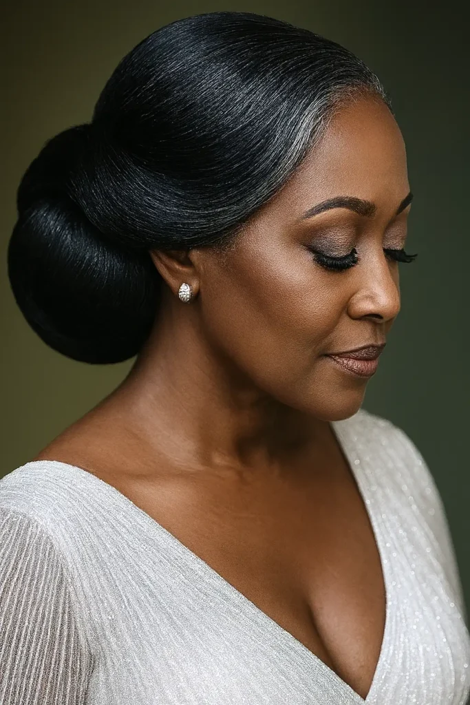 2. Graceful Low Bun Updo