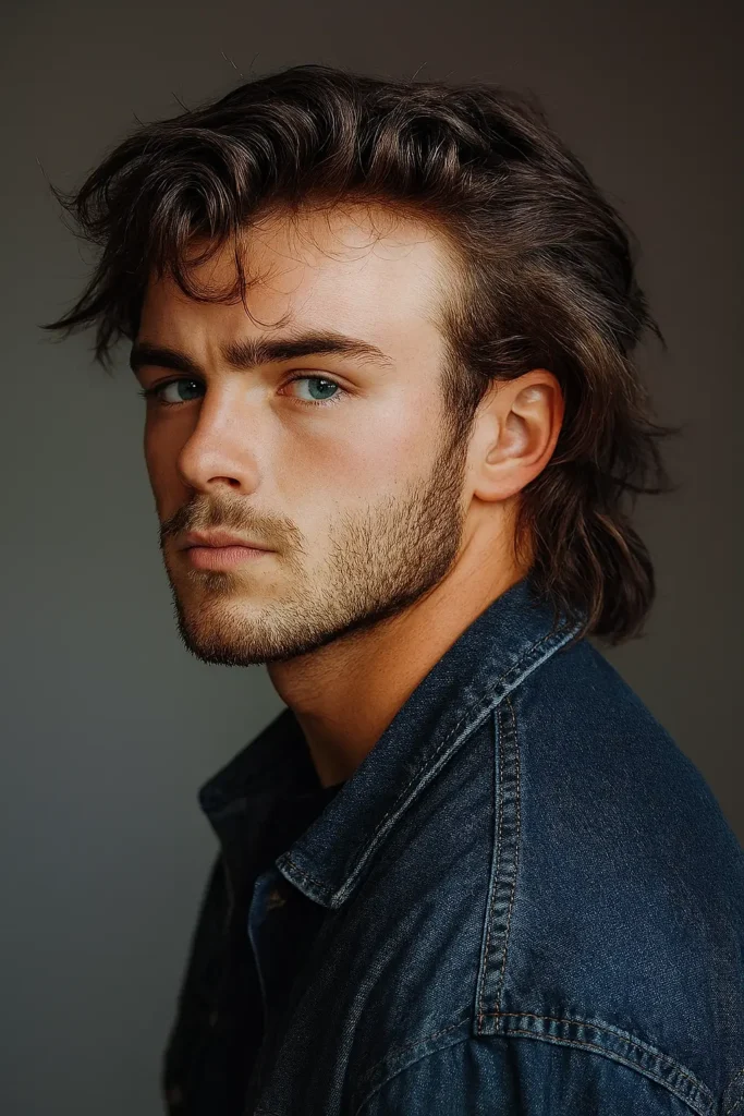 3. Classic Flow Mullet with Natural Texture
