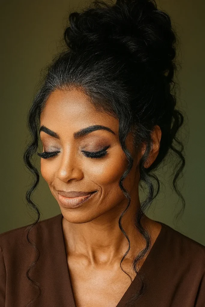 Romantic Curly High Bun for Black Women