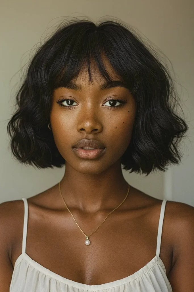 4. Tousled Bob with Soft Bangs