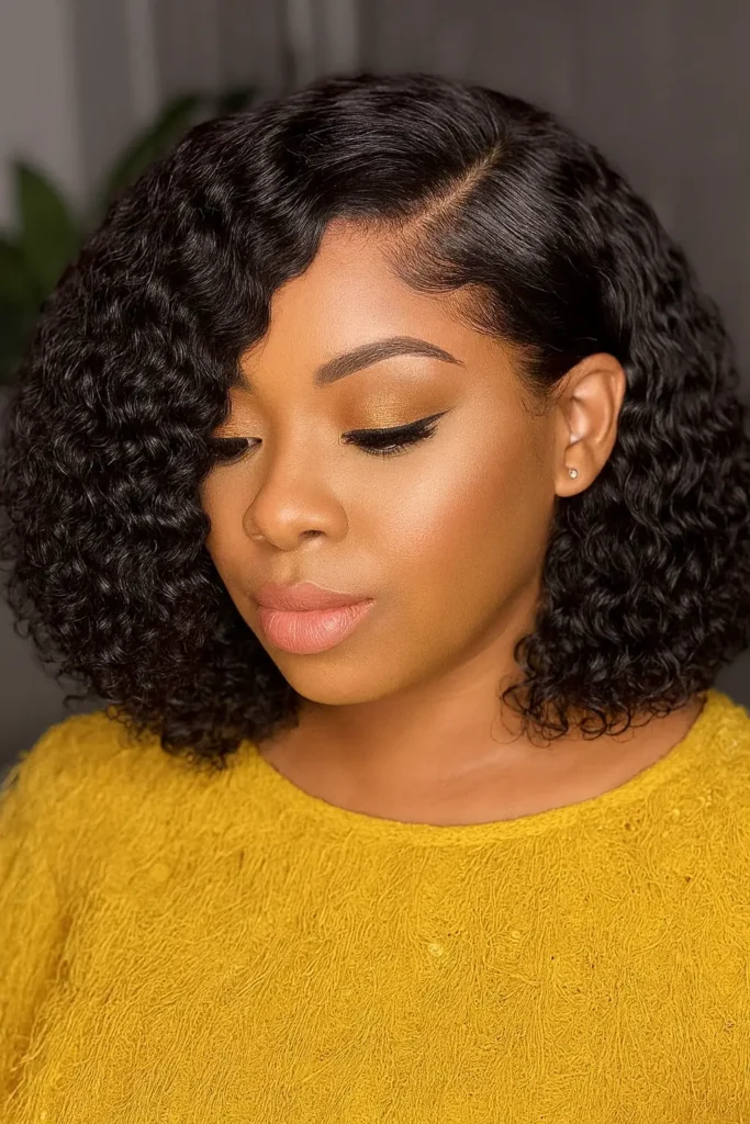 9. Side-Part Curly Bob