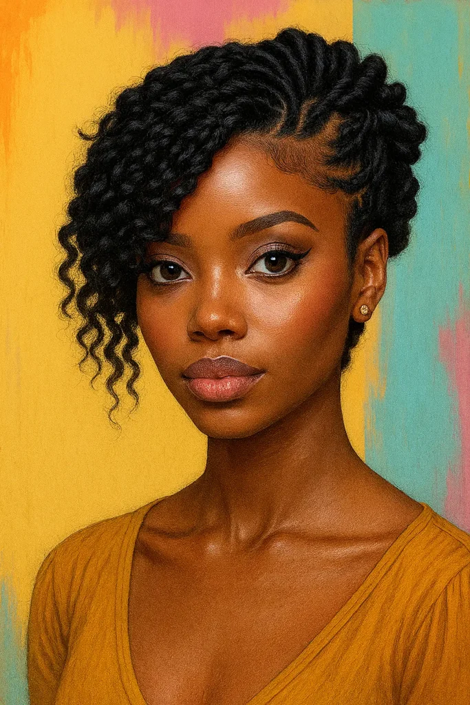 9. Side-Swept Flat Twist Updo