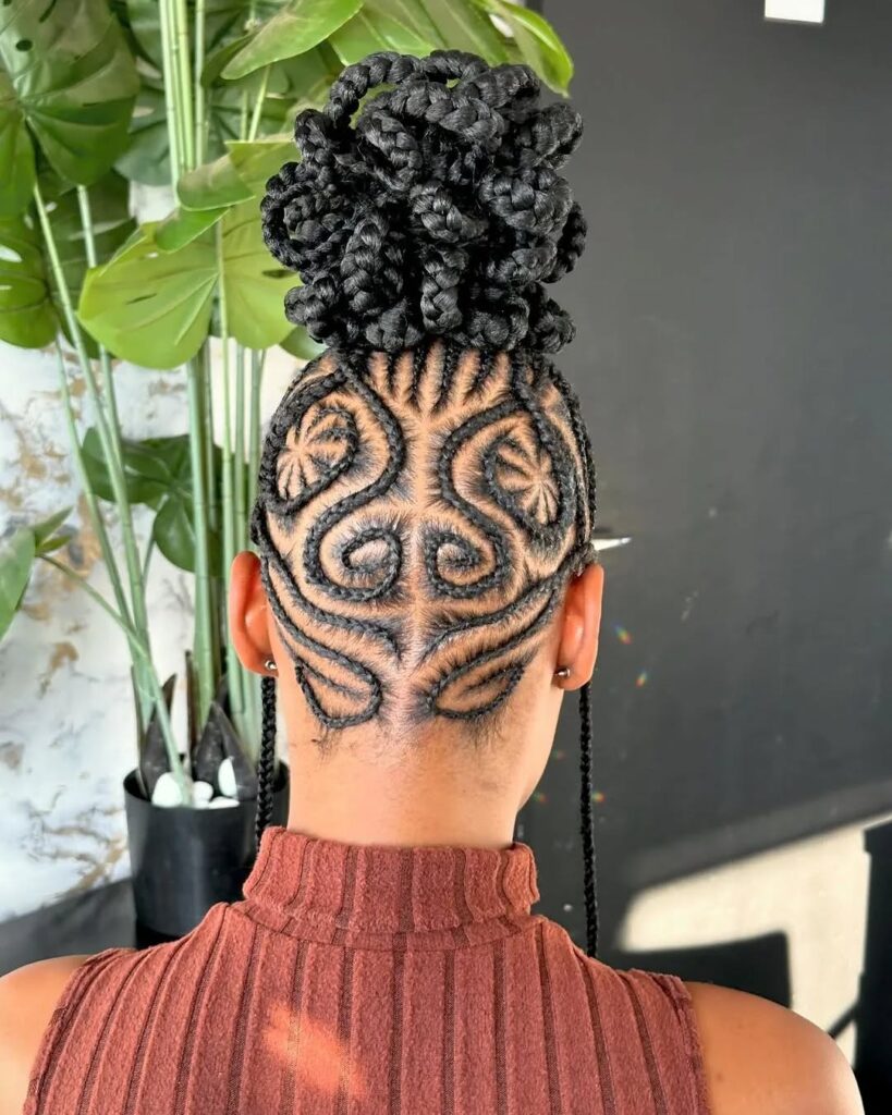 8. Swirl and Star Cornrow Bun