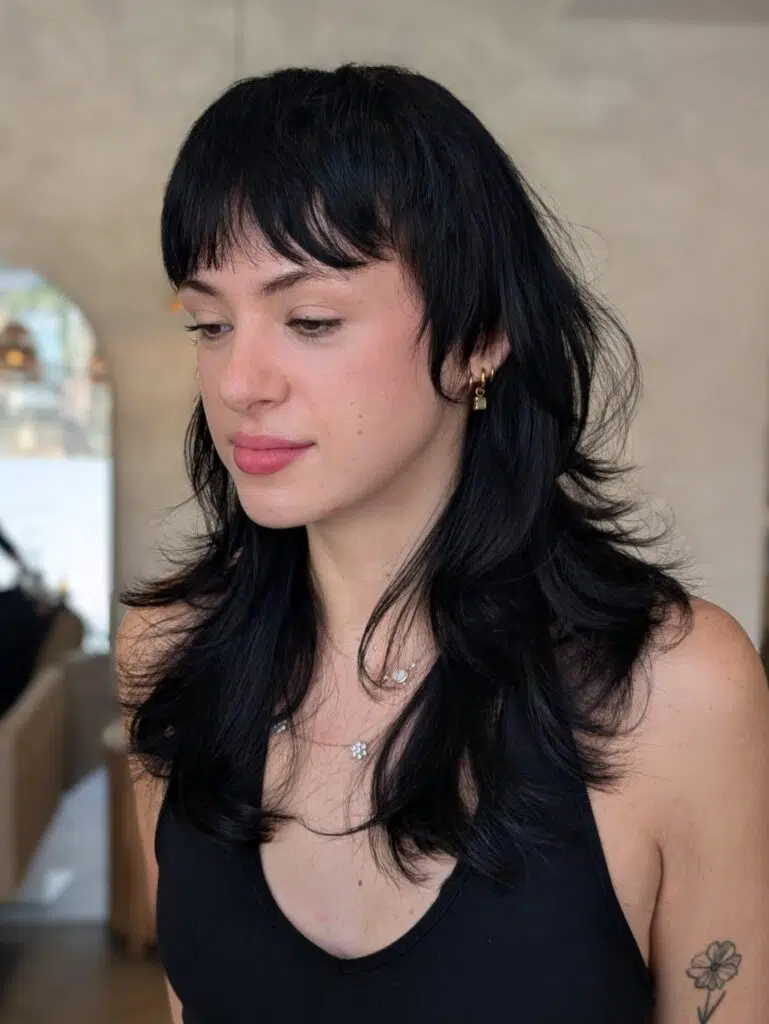 8. Sleek Layered Black Mullet