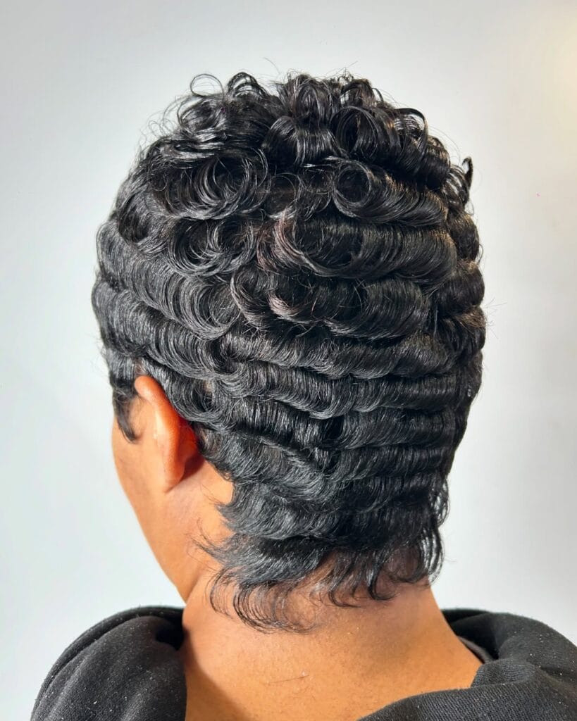 6. Sculpted Finger Wave Pixie