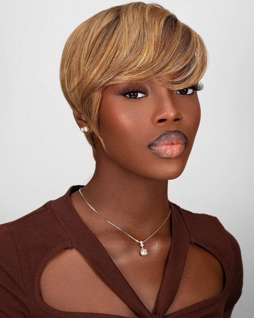 9. Blonde Side-Swept Pixie