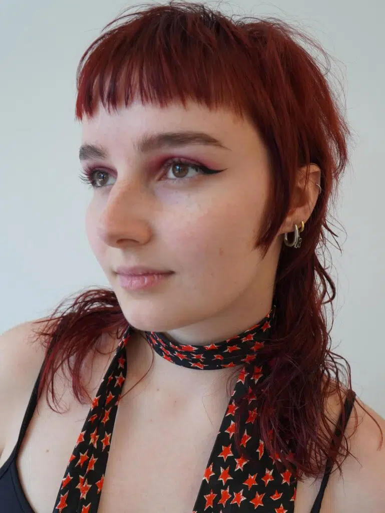 11. Crimson Micro Fringe Mullet